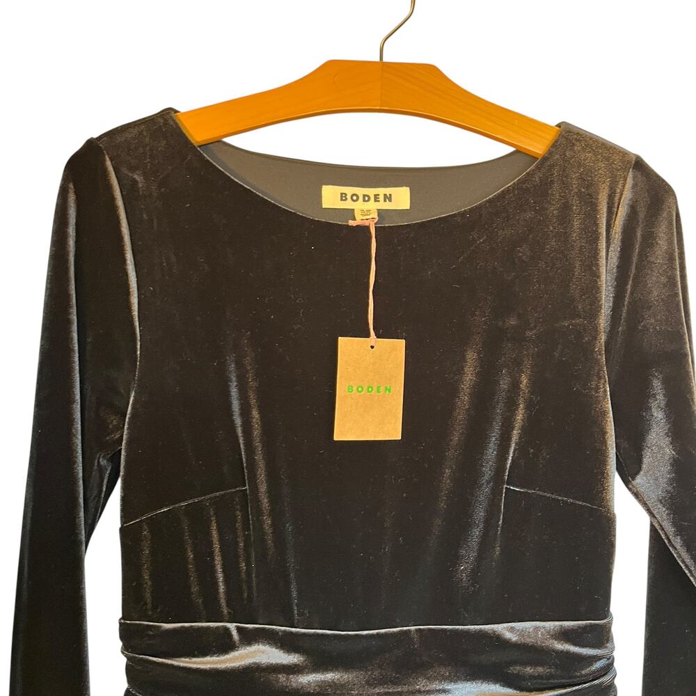 NWT Boden Abigail Velvet Midi Dress Black Long Sleeve Witchy Office Holiday 6 - Picture 4 of 7